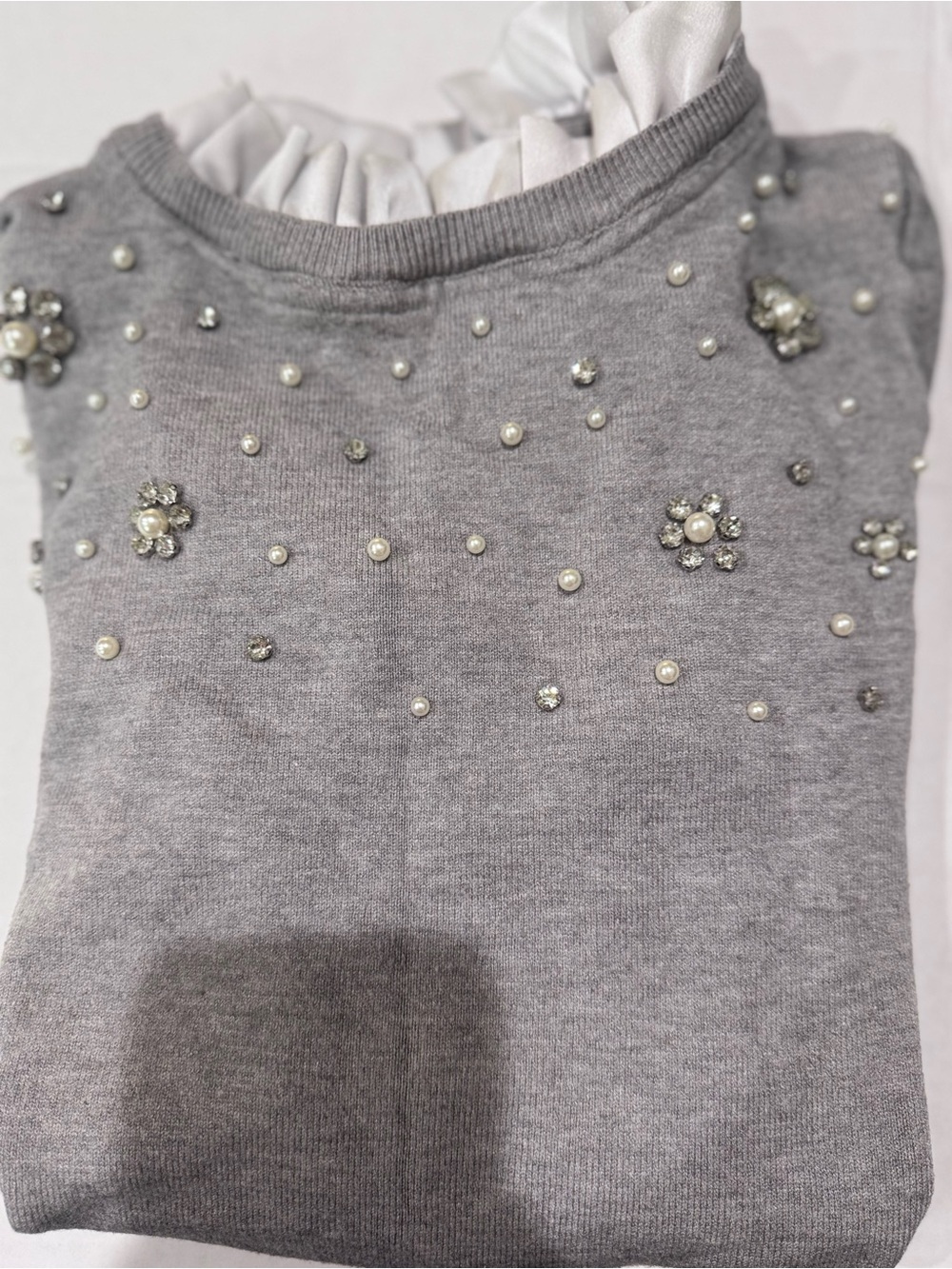 Ontwelfth Embellished Grey Crewneck Sweater - Picture 11 of 11